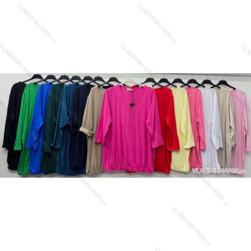 Tričko 3/4 dlhý rukáv dámske nadrozmer (54/56/58 ONE SIZE) TALIANSKA MÓDA IM426067