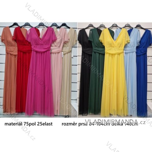 Šaty společenské dlouhé tylové dámské s rukávkem (XS/S/M ONE SIZE) ITALSKÁ MÓDA IMWMY251286
