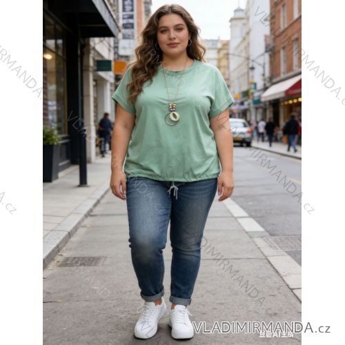 Summer dress oval short sleeve women's oversized (50/52/54 ONE SIZE) ITALIAN FASHION IM425011