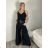 Kalhoty s páskem dlouhé elegantní dámské (S-2XL ONE SIZE) ITALSKÁ MÓDA IMWKH26975/DUR M Černá