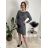 Kleid übergroße Kurzarm Damen (UNI S-L) ITALIAN FASHION IMD20187 Silber S / M / L