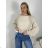 Svetr tenký oversize dlouhý rukáv dámský (M/L/XLONE SIZE) ITALSKÁ MÓDA IM426057/DUR M/L/XL béžová