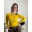 Svetr upletový dlouhý rukáv dámské EXTRA ME (S/M ONE SIZE) ITALSKá MóDA IMM23M5801/DUR žlutá hořčicová S/M/L