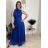 Langes, glitzerndes, ärmelloses Partykleid aus Tüll für Damen (S/M/L, Einheitsgröße) ITALIAN FASHION IMWKY252567 Königsblau S / M / L