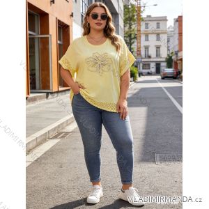 Tričko krátký rukáv dámské nadrozměr (54/56/58 ONE SIZE) ITALSKÁ MÓDA IM426086