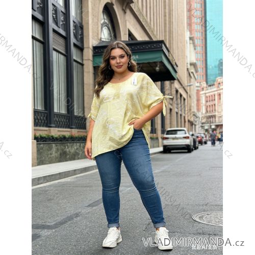 Tričko krátký rukáv dámské nadrozměr (54/56/58 ONE SIZE) ITALSKÁ MÓDA IM426087