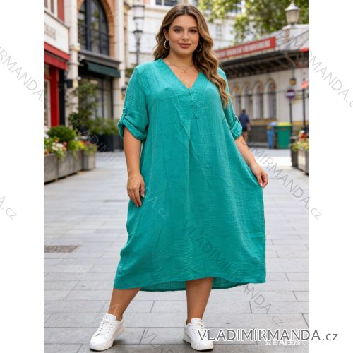 Summer dress oval short sleeve women's oversized (50/52/54 ONE SIZE) ITALIAN FASHION IM425011