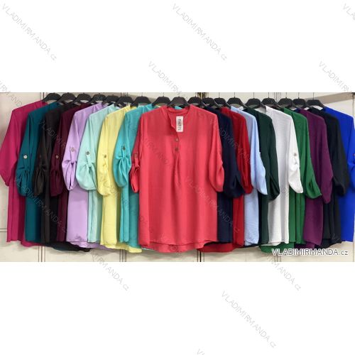 Tunika košeľová 3/4 dlhý rukáv dámska nadrozmer (50/52/54 ONE SIZE) TALIANSKA MÓDA IMC26021