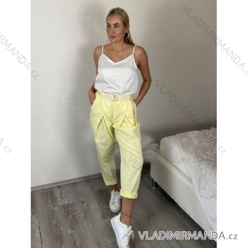 Kalhoty outdoorové s páskem dámské (S/ML ONE SIZE) ITALSKÁ MÓDA IM4261117/DR S/M/L žlutá