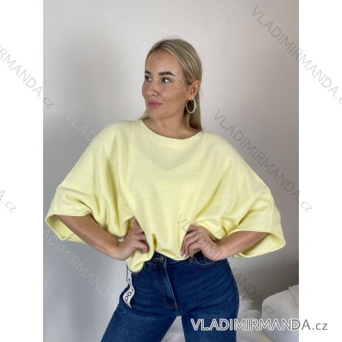 Sveter tenký krátky rukáv dámsky (S/M/L ONE SIZE) TALIANSKA MÓDA IM4261121/DR S/M/L žlutá