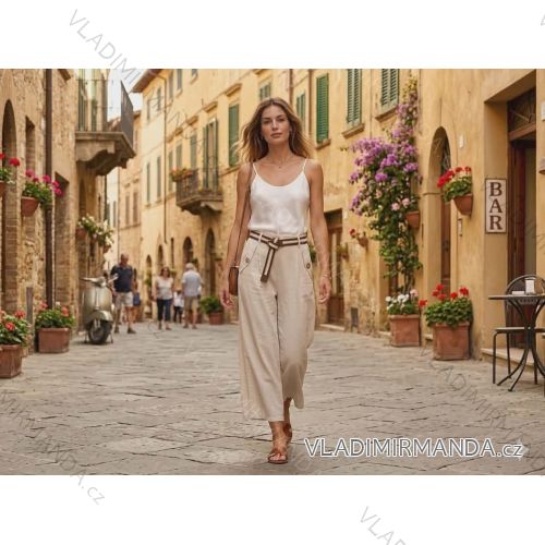 Kalhoty volnočasové s páskem dámské (S/M/L ONE SIZE) ITALSKÁ MÓDA IMSM261119