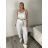 Kalhoty volnočasové s páskem dámské INNA (S/M/L ONE SIZE) ITALSKÁ MÓDA IMSM261124/DR S/M/L bílá