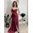 Šaty elegantní společenské na ramínka dámské (S/M ONE SIZE) ITALSKÁ MÓDA FMPCH26M-5050/DUR S vínová