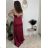 Šaty elegantní společenské na ramínka dámské (S/M ONE SIZE) ITALSKÁ MÓDA FMPCH26M-5050/DUR S vínová