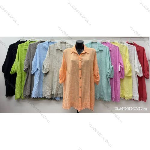 Summer dress oval short sleeve women's oversized (50/52/54 ONE SIZE) ITALIAN FASHION IM425011