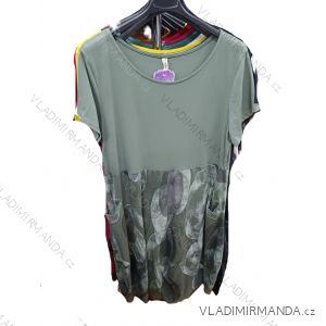 Šaty krátké letní s kapsami krátký rukáv dámské nadrozměr (42/44/46 ONE SIZE) ITALSKÁ MÓDA IMSM26088