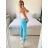 Nohavice strecové dlhé dámske (S/M/L ONE SIZE) TALIANSKA MÓDA IMPLI248115/DUR S/M/L modrá džínsová