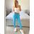 Nohavice strecové dlhé dámske (S/M/L ONE SIZE) TALIANSKA MÓDA IMPLI248115/DUR S/M/L modrá džínsová