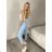 Nohavice strecové dlhé dámske (S/M/L ONE SIZE) TALIANSKA MÓDA IMPLI248115/DUR S/M/L modrá džínsová