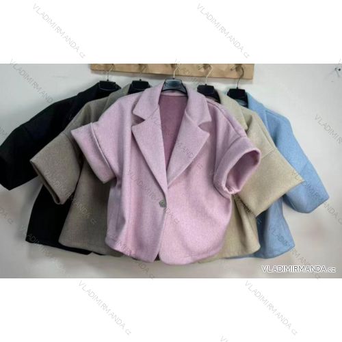 Kabátik teplý krátky rukáv dámsky nadrozmer (50/52/54 ONE SIZE) TALIANSKA MÓDA IMC26069