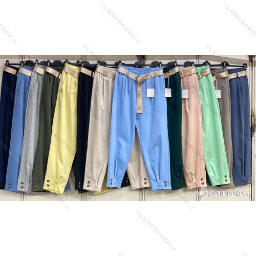 Nohavice voľnočasové s opaskom dámske nadrozmer (40/42/44 ONE SIZE) TALIANSKA MÓDA IMC26072