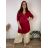 Damen-Kleid in Übergröße mit langen Ärmeln und Reißverschluss (XL/2XL/3XL Einheitsgröße) ITALIAN FASHION IMBM24002 54/56/58 dunkler Smaragd