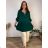 Damen-Kleid in Übergröße mit langen Ärmeln und Reißverschluss (XL/2XL/3XL Einheitsgröße) ITALIAN FASHION IMBM24002 54/56/58 dunkler Smaragd
