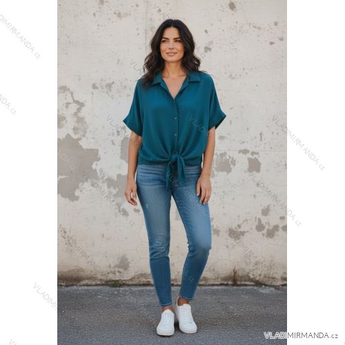 Košile klasik krátký rukáv dámská nadrozměr (46/48/50 ONE SIZE) ITALSKÁ MÓDA IMD26042