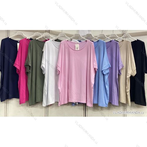 Tričko krátký rukáv dámské nadrozměr (54/56/58 ONE SIZE) ITALSKÁ MÓDA IMC26083