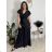 Šaty dlouhé elegantní krátký rukáv dámské ANNA (S/M/L ONE SIZE) ITALSKÁ MÓDA IM4260024