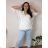 Summer dress oval short sleeve women's oversized (50/52/54 ONE SIZE) ITALIAN FASHION IM425011 54/56/58 white