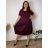 Sommerkleid oval Kurzarm Damen Übergröße (50/52/54 Einheitsgröße) ITALIAN FASHION IM425011  Wein