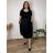 Summer dress oval short sleeve women's oversized (50/52/54 ONE SIZE) ITALIAN FASHION IM425011  black