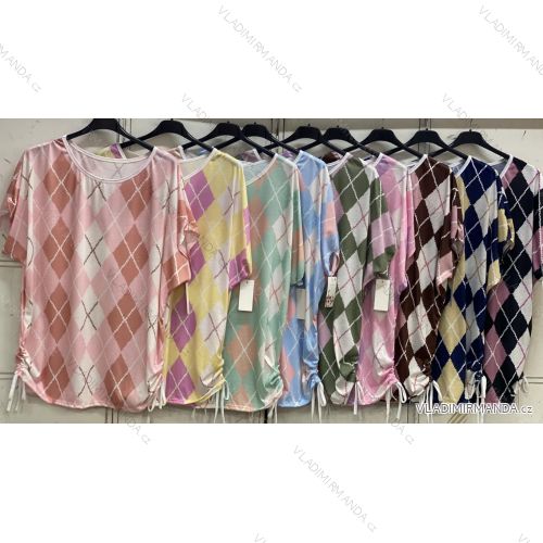 Tričko krátky rukáv dámske nadrozmer (52/54/56 ONE SIZE) TALIANSKA MÓDA IMC26099