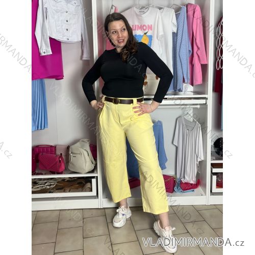 Summer dress oval short sleeve women's oversized (50/52/54 ONE SIZE) ITALIAN FASHION IM425011 S / M / L žlutá