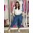 Nohavice voľnočasové riflové s opaskom dámske VERONA (S/M/L ONE SIZE) TALIANSKA MÓDA IMD26028/DU S/M/L svetlo modrá