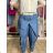 Nohavice voľnočasové riflové s opaskom dámske VERONA (S/M/L ONE SIZE) TALIANSKA MÓDA IMD26028/DU S/M/L svetlo modrá