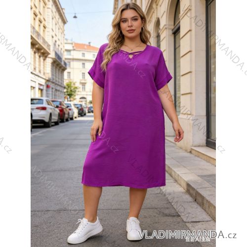 Summer dress oval short sleeve women's oversized (50/52/54 ONE SIZE) ITALIAN FASHION IM425011