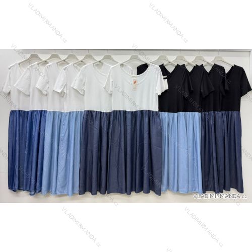 Summer dress oval short sleeve women's oversized (50/52/54 ONE SIZE) ITALIAN FASHION IM425011