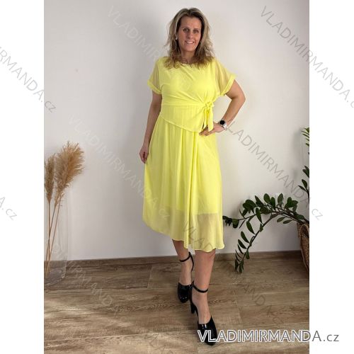 Šaty elegantní šifónové krátky rukáv dámske nadrizměr AMANDA (42/44/46 ONE SIZE) TALIANSKA MóDA IM4261124