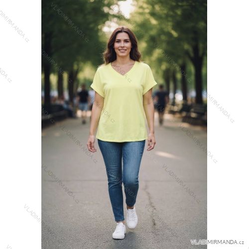 Tričko krátký rukáv dámské nadrozměr (44/46/48 ONE SIZE) ITALSKÁ MÓDA IMD26051