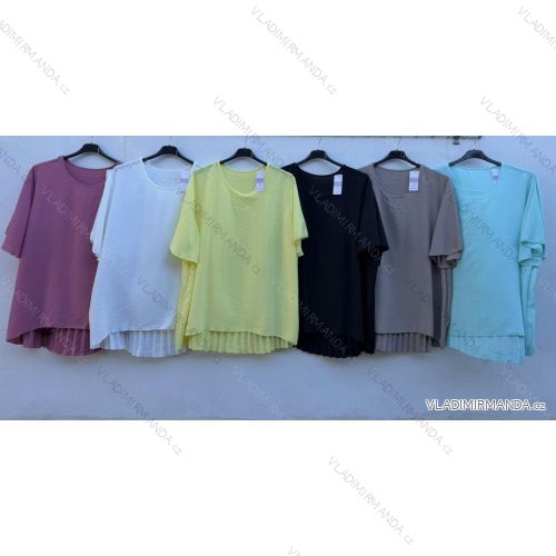 Halenka krátký rukáv dámská nadrozměr (46/48/50 ONE SIZE) ITALSKÁ MÓDA IMD26054