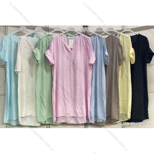 Šaty letní krátký rukáv dámské nadrozměr (50/52/54 ONE SIZE) ITALSKÁ MÓDA IMC26116