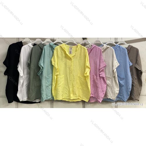 Košeľa klasik krátky rukáv dámska nadrozmer (54/56/58 ONE SIZE) TALIANSKA MÓDA IMC26120