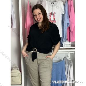 Košile elegantní krátký rukáv dámská BARBARA (S/M/L ONE SIZE) ITALSKÁ MÓDA IMC26048/DU