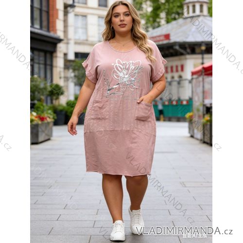 Sommerkleid oval Kurzarm Damen Übergröße (50/52/54 Einheitsgröße) ITALIAN FASHION IM425011
