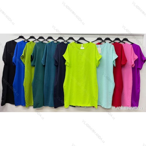 Šaty klasik letní krátký rukáv dámské nadrozměr (46/48/50 ONE SIZE) ITALSKÁ MÓDA IM426119