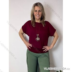 Tunika s přívěskem krátký rukáv dámské nadrozměr VIVIEN (40/42/44ONE SIZE) ITALSKÁ MÓDA IM426022/DU