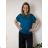 Tunika s přívěskem krátký rukáv dámské nadrozměr VIVIEN (40/42/44ONE SIZE) ITALSKÁ MÓDA IM426022/DU 40/42/44 modrá petrolejová