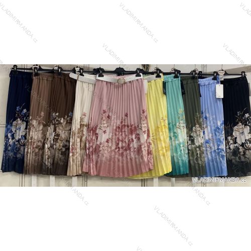 Sukně dlouhá skládaná s páskem dámská (S/M/L ONE SIZE) ITALSKÁ MÓDA IMC26135